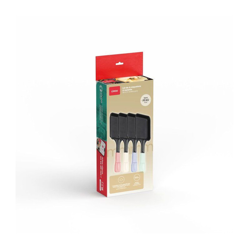 Lot de 4 caquelons à raclette - LIVOO - MEN438 - revêtement antiadh