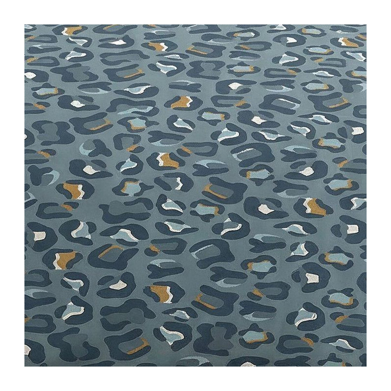 Parure de Lit - 260 x 240 cm - Coton Imprimé Léopard Bleu - TODAY SU