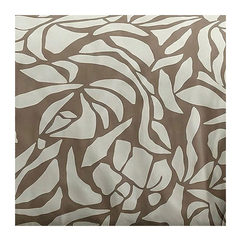 Parure de Lit - 260 x 240 cm - Coton Imprimé Feuillage Taupe - TODAY