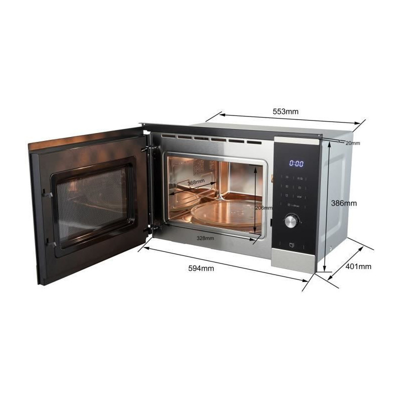 Micro ondes grill encastrable CONTINENTAL EDISON CEMO25GINE Noir Inox