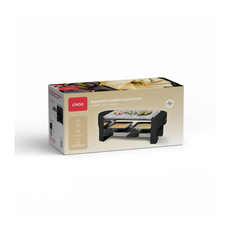Raclette - LIVOO - DOC369N - 2 personnes - grill