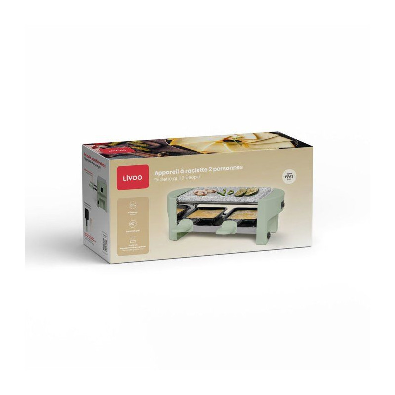 Raclette - LIVOO - DOC369VE - 2 personnes - grill