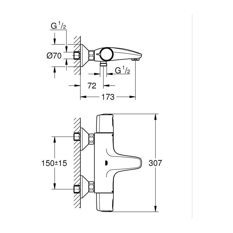 GROHE Mitigeur thermostatique Bain / Douche Precision Trend, protectio