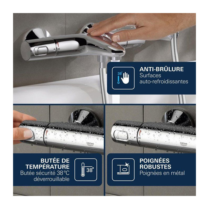 GROHE Mitigeur thermostatique Bain / Douche Precision Trend, protectio