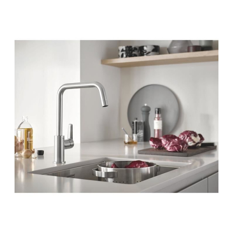 Mitigeur monocommande Evier - GROHE - Supersteel - Pivotant - Hauteur