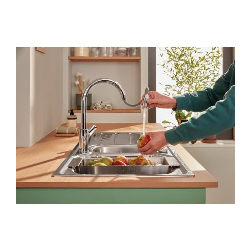 Robinet de cuisine - Mitigeur monocommande évier - Chromé - Bec haut