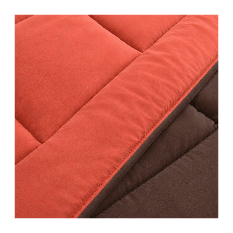 CALGARY - Couette Chaude Microfibre 400 gr/m2 - Brun & Corail - 200 x
