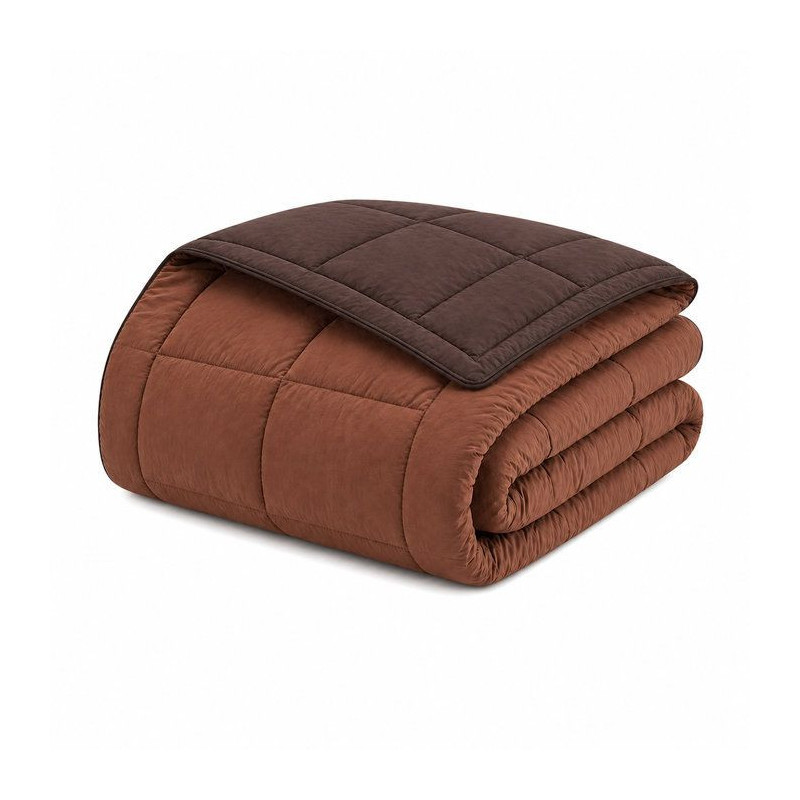 CALGARY - Couette Chaude Microfibre 400gr/m² - Choco & Moka - 200 x 2