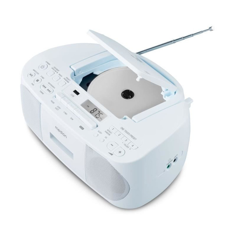 Radio CD K7 - MEDION - FM - 2x3W RMS - Bleu
