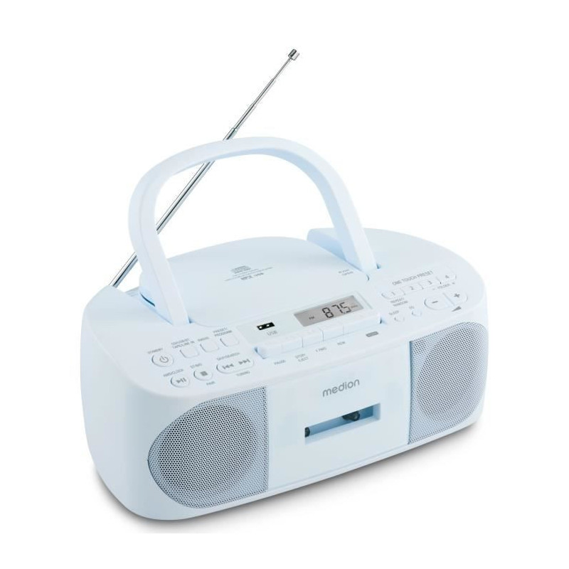 Radio CD K7 - MEDION - FM - 2x3W RMS - Bleu