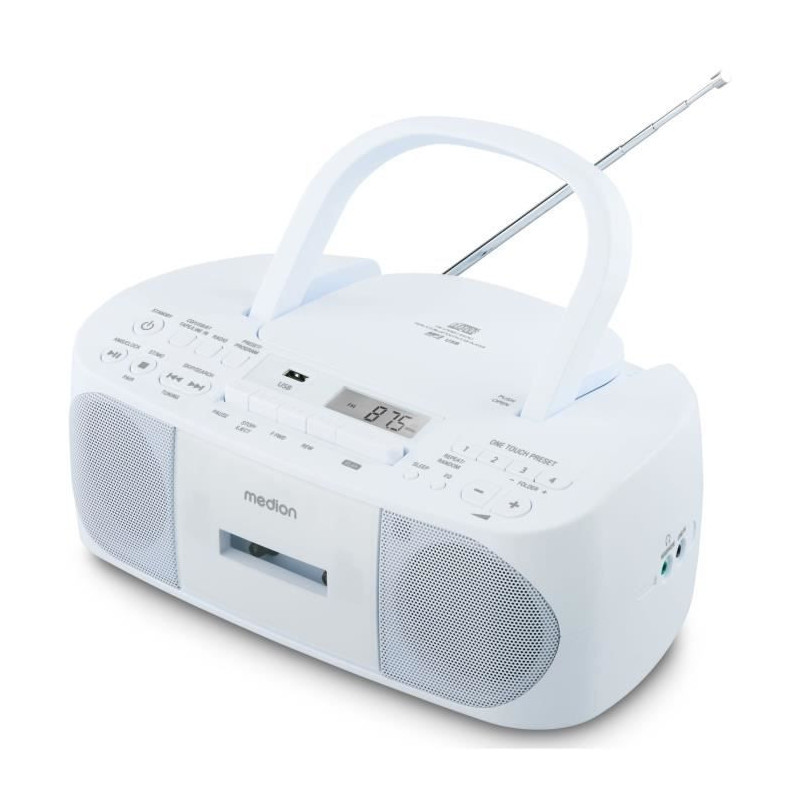 Radio CD K7 - MEDION - FM - 2x3W RMS - Bleu