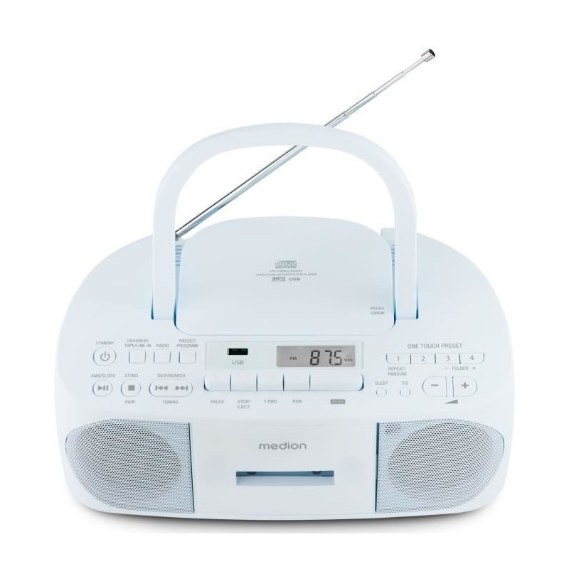 Radio CD K7 - MEDION - FM - 2x3W RMS - Bleu