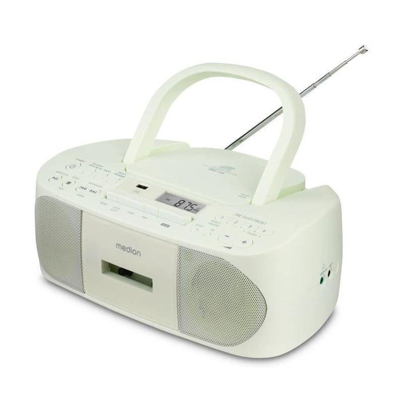 Radio CD K7 - MEDION - FM - 2x3W RMS - Vert