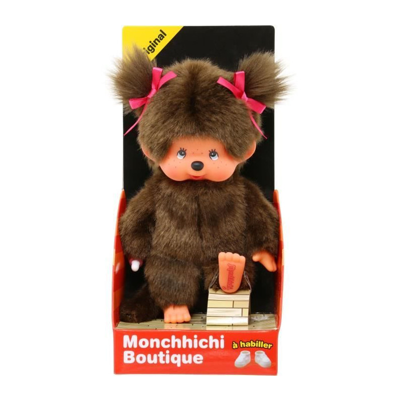 Peluche singe - BANDAI - Peluche l'Original Fille - Monchhichi - 20 cm