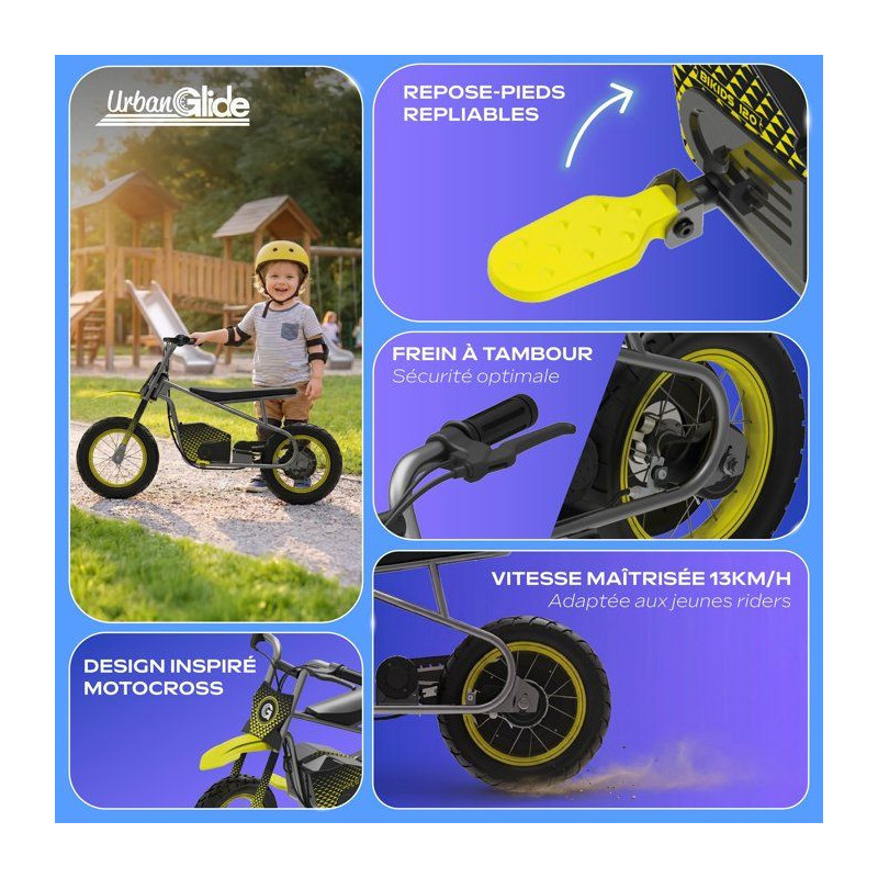 Trottinette électrique - URBANGLIDE - BIKIDS 120 - 180W - pneus 12 -