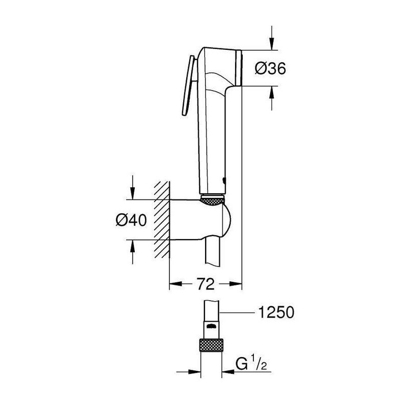 Ensemble de douche 1 jet avec support mural GROHE Vitalio Trigger Spra