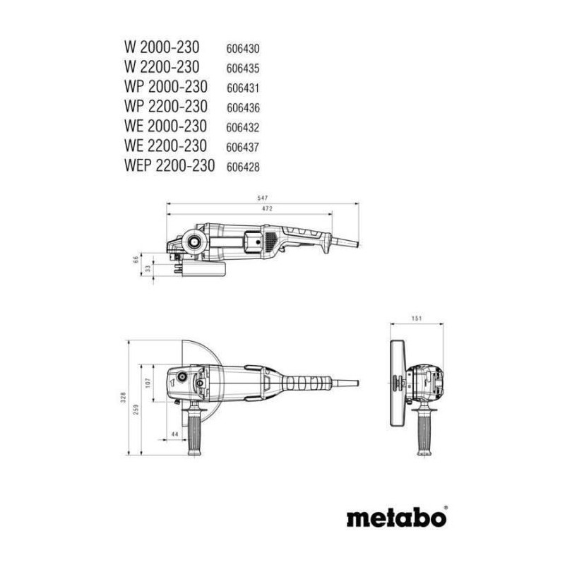 Meuleuse d'angle - METABO - WP 2200-230