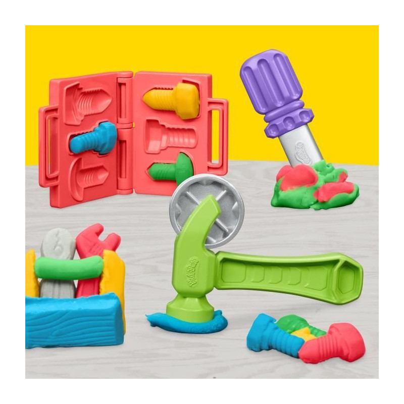 Play-Doh Mon petit bricoleur, coffret avec pâte à modeler, loisirs c
