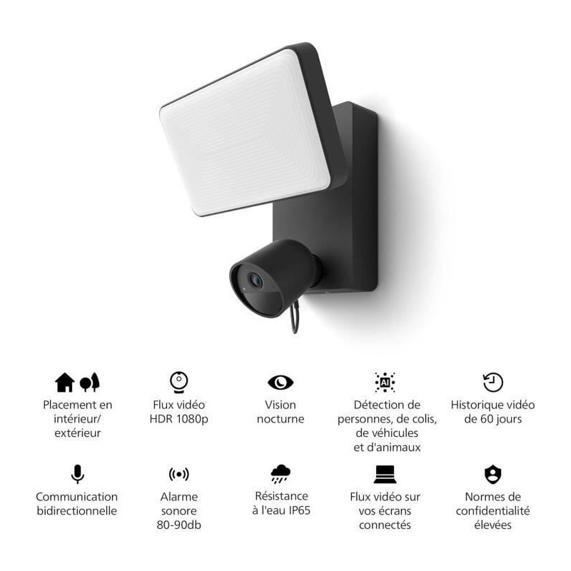 Projecteur avec caméra de sécurité intelligente extérieure - Phili