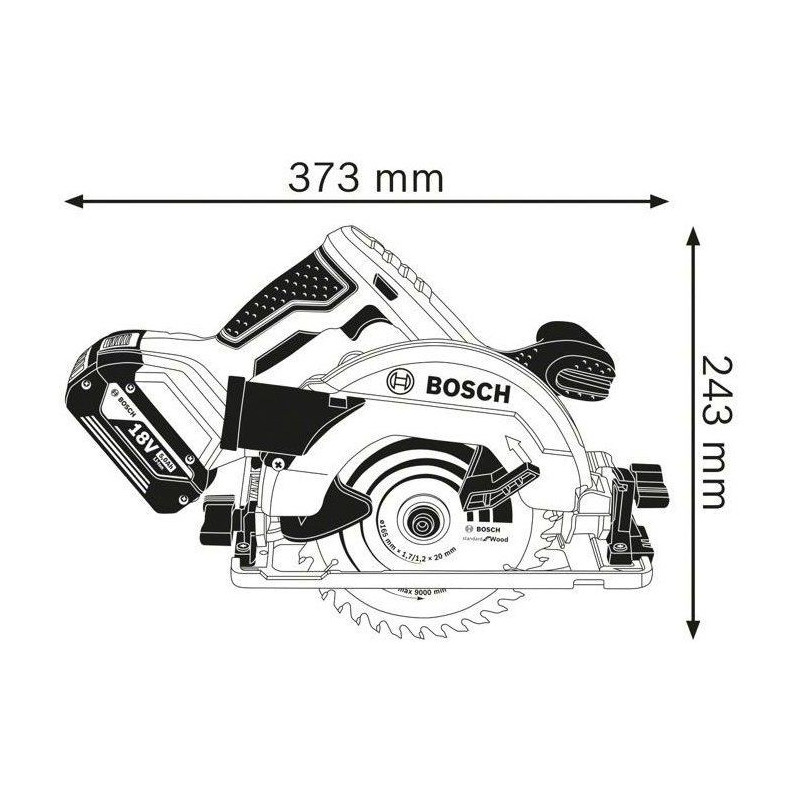 Circular saw 18V GKS 18V -57 g Professional + 2 batteries 4 AH + Charg