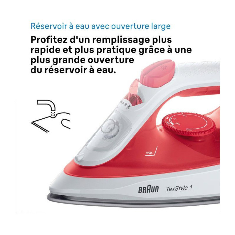 Fer vapeur - BRAUN - SI1019RD - Anti-calcaire - Débit vapeur 25 g/min