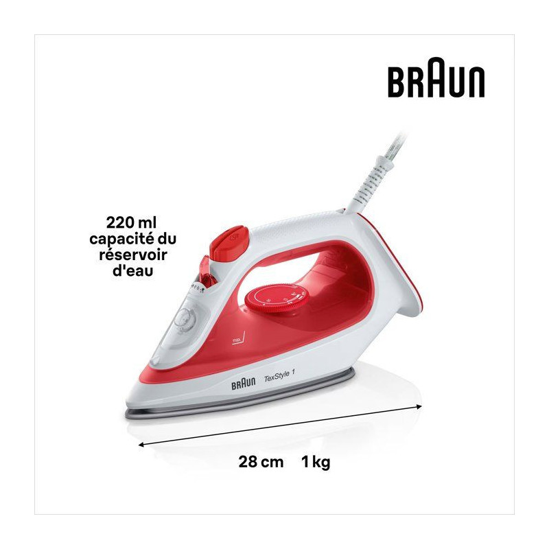 Fer vapeur - BRAUN - SI1019RD - Anti-calcaire - Débit vapeur 25 g/min