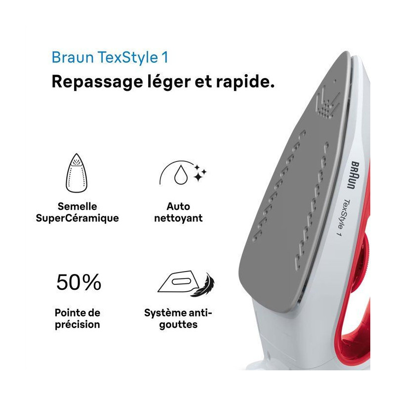 Fer vapeur - BRAUN - SI1019RD - Anti-calcaire - Débit vapeur 25 g/min