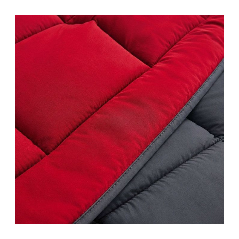HUDSON - Couette Légere Microfibre - 200gr/m2 - Gris & Rouge - 240 x