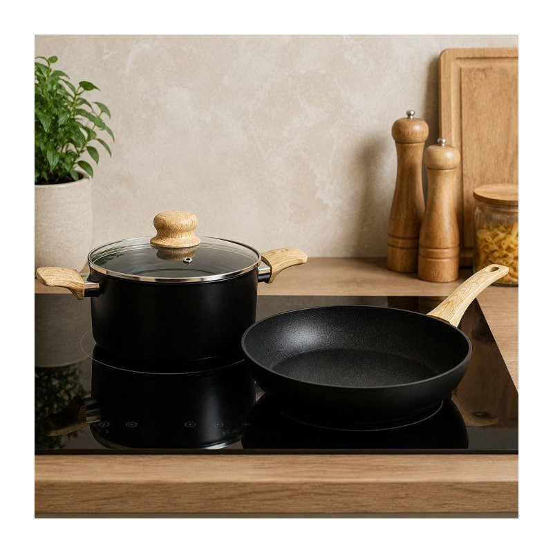 Batterie de cuisine induction - MENASTYL - Colorama Noir - Aluminium r