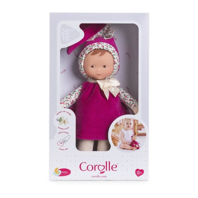 Doudou - COROLLE - Miss Rose Grenadine - 25 cm - senteur vanille - dè