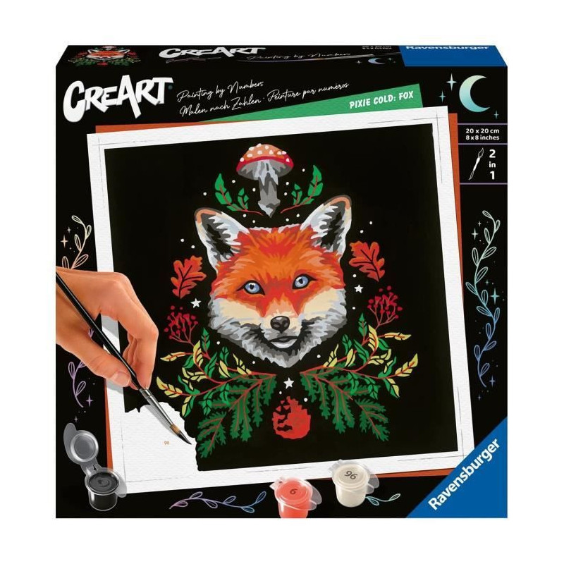 CreArt Fox / Renard 20x20 cm - format carré - Peinture par numéros