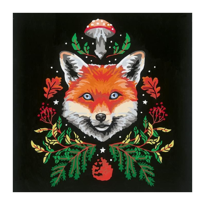 CreArt Fox / Renard 20x20 cm - format carré - Peinture par numéros