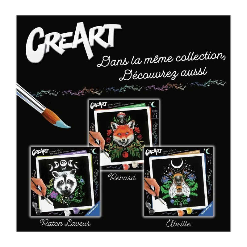 CreArt Fox / Renard 20x20 cm - format carré - Peinture par numéros