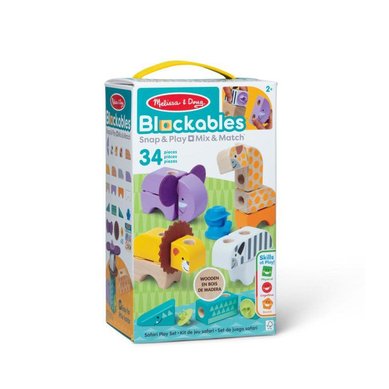 Spin Master blocs de construction safari en bois - 34 pièces - jouet