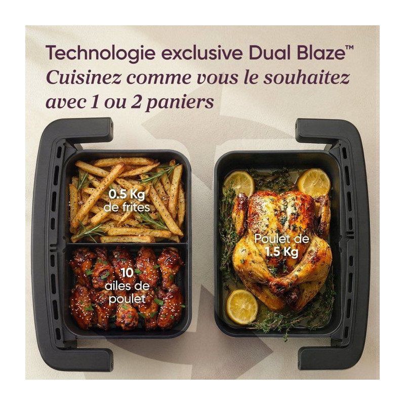 Friteuse sans huile COSORI - Air Fryer Dual Blaze Twinfry Compact - Ca