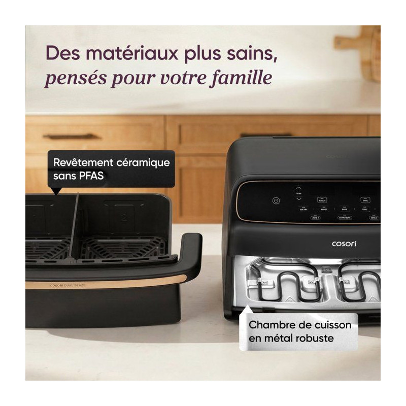 Friteuse sans huile COSORI - Air Fryer Dual Blaze Twinfry Compact - Ca