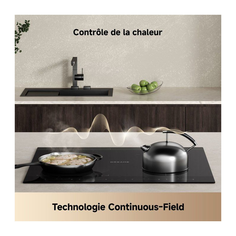 Plaque induction 4 feux - DREAME - EZ60 - 60 cm - 4 zones - zone modul