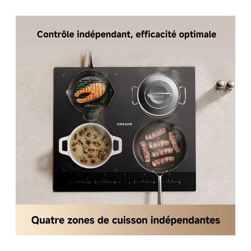 Plaque induction 4 feux - DREAME - EZ60 - 60 cm - 4 zones - zone modul