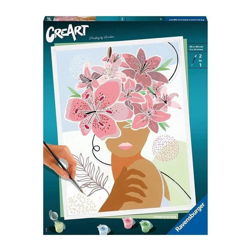 CreArt Flowers on my mind 24x30 cm - Peinture par numéros – Des 12