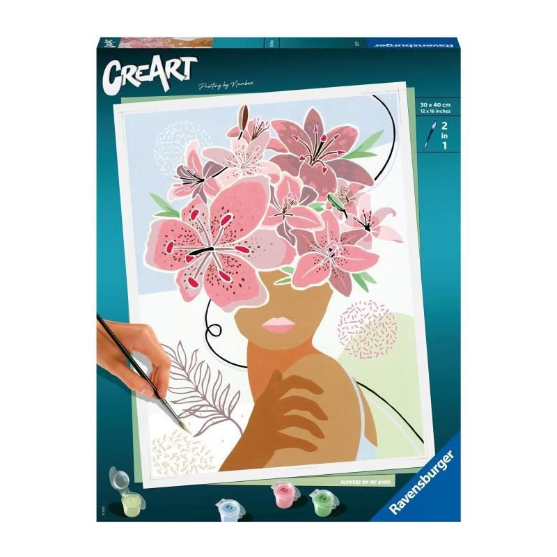 CreArt Flowers on my mind 24x30 cm - Peinture par numéros – Des 12