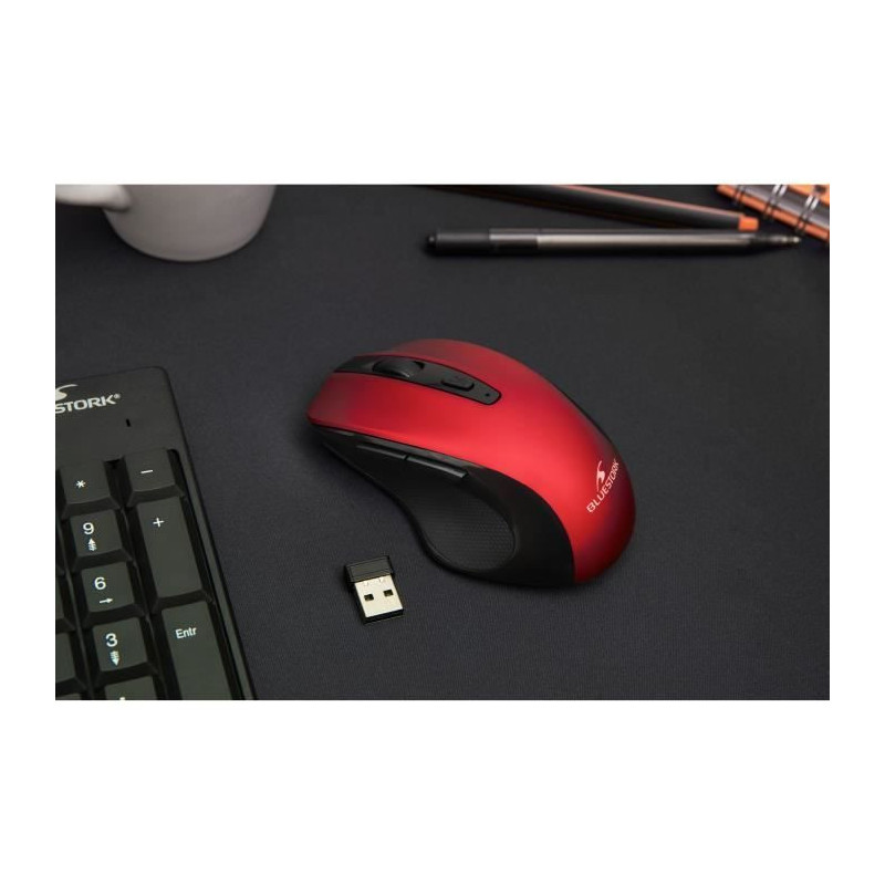 Souris Sans Fil - BLUESTORK - OFFICE 75 - Rechargeable - PC/MAC - Roug