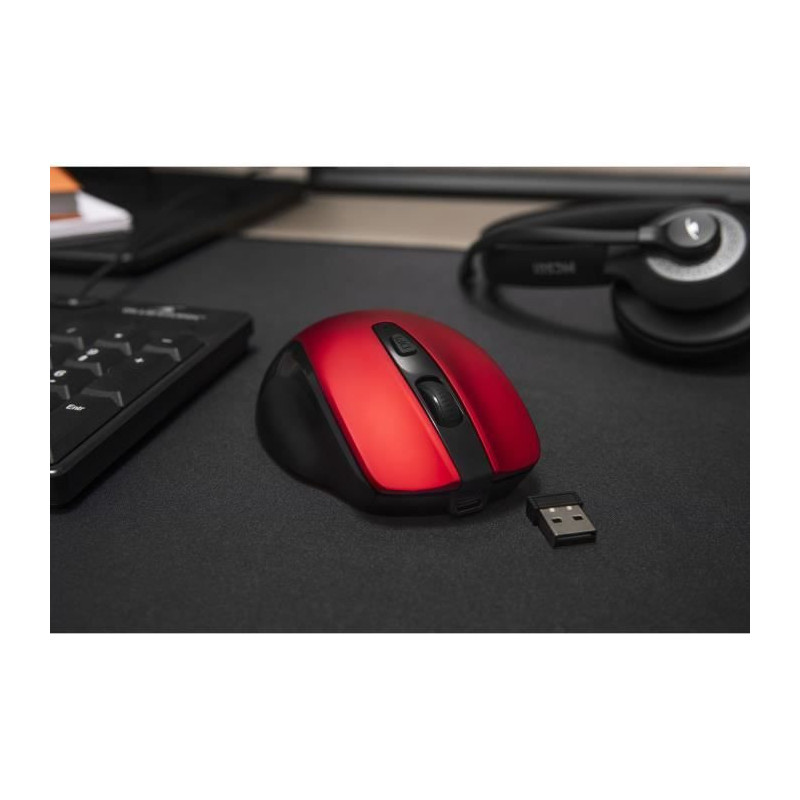 Souris Sans Fil - BLUESTORK - OFFICE 75 - Rechargeable - PC/MAC - Roug