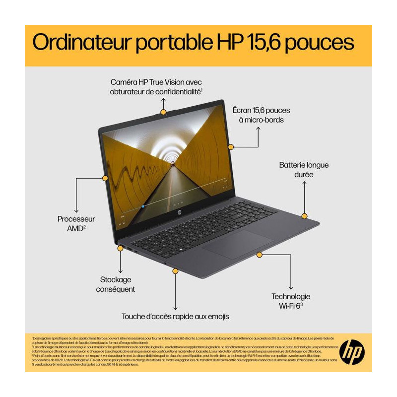 PC Portable HP 15-fc1003nfx - Sans Windows - 15,6 FHD - Ryzen 3 7320U