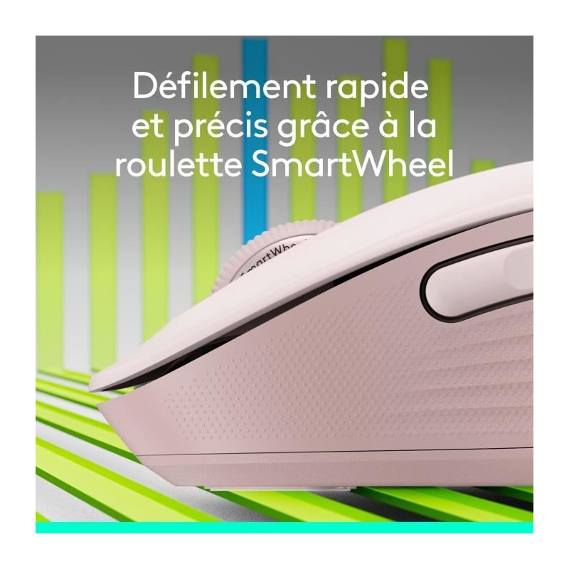 Souris - Sans fil - Logitech - Signature M650 - Rose - Droitier