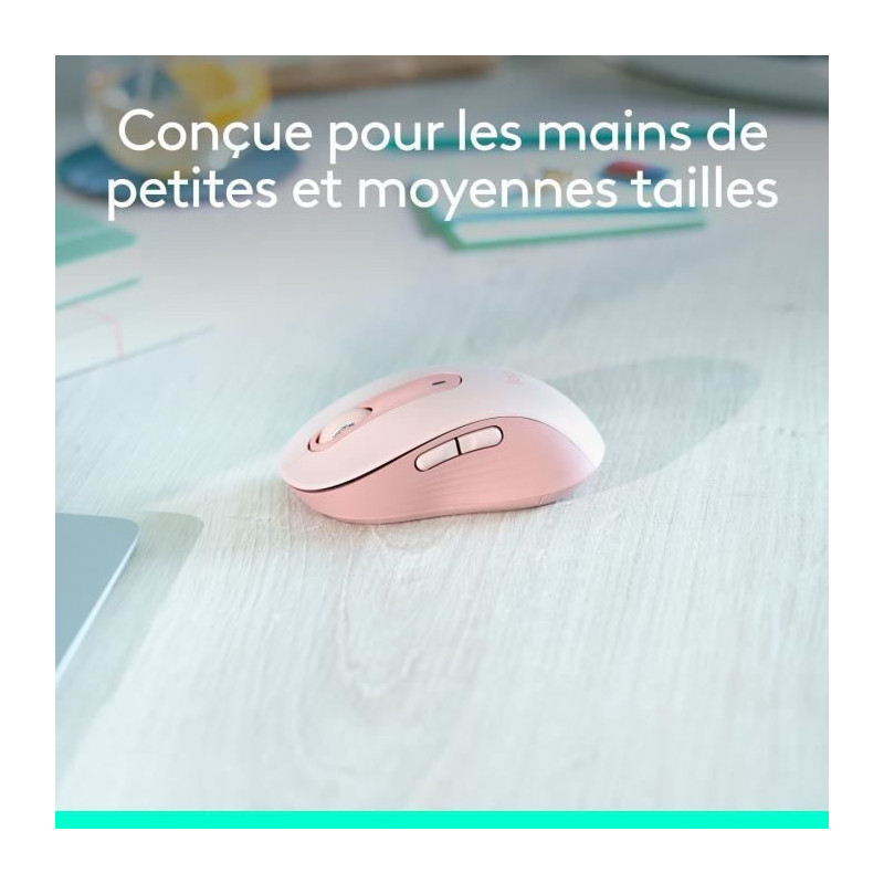 Souris - Sans fil - Logitech - Signature M650 - Rose - Droitier