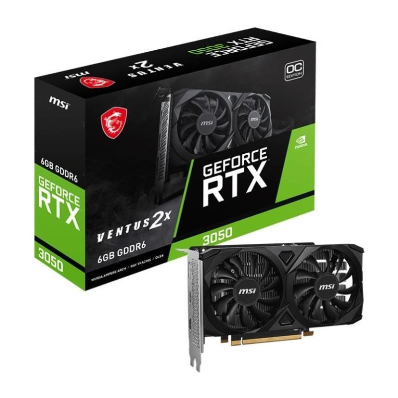 Carte graphique - MSI - VENTUS GeForce RTX 3050 2X E 6G OC NVIDIA 6 Go