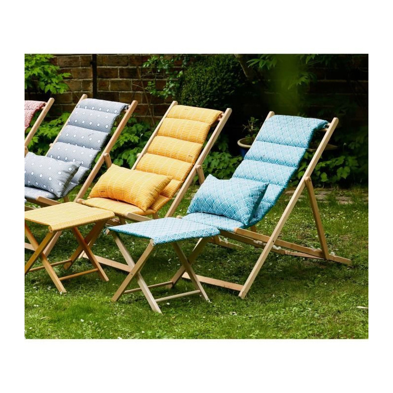 JARDIN PRIVE Chilienne matelassée Danemark blue structure en bois mas