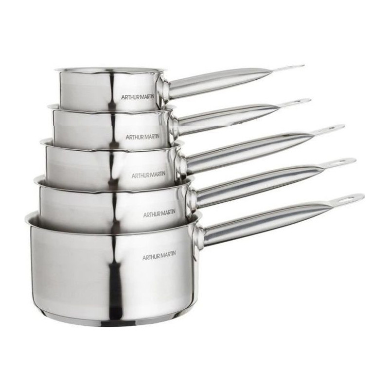 ARTHUR MARTIN Set de de 5 Casseroles - Acier inoxydable - Intérieur s