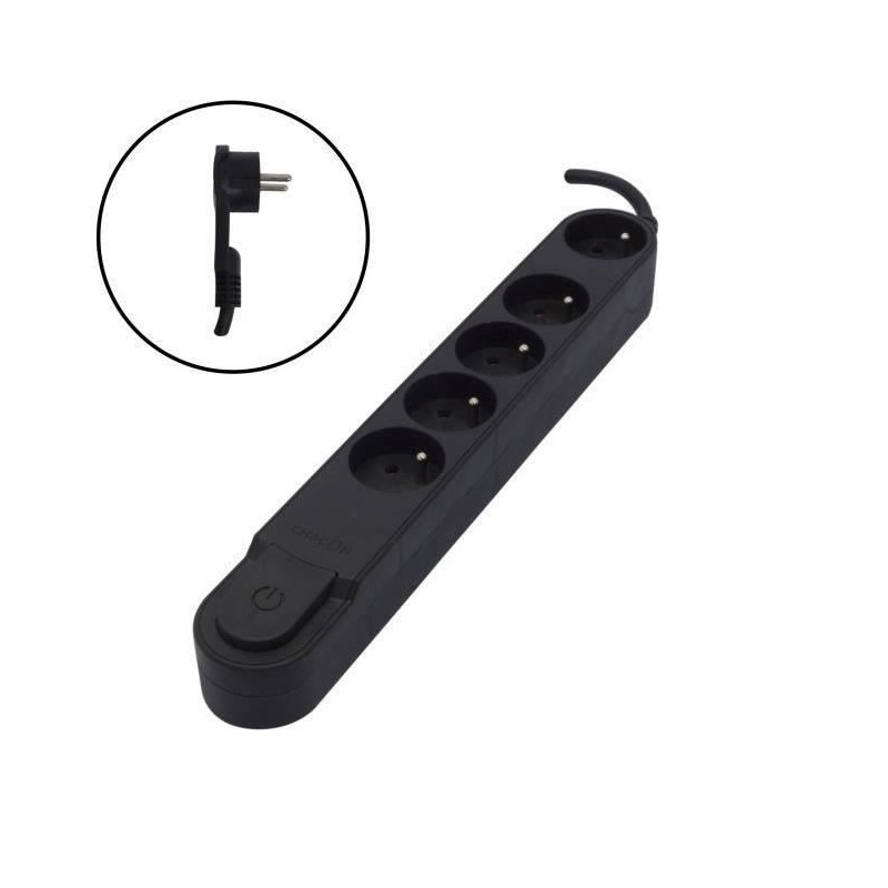 CHACON Bloc multiprise 5 prises 16 A avec interrupteur, fiche plate, c