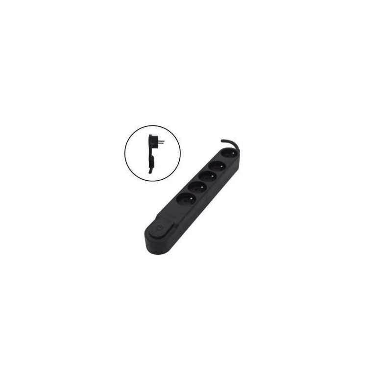 CHACON Bloc multiprise 5 prises 16 A avec interrupteur, fiche plate, c